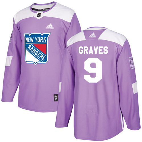 Adidas Rangers #9 Adam Graves Purple Authentic Fights Cancer Stitched NHL Jersey - Click Image to Close